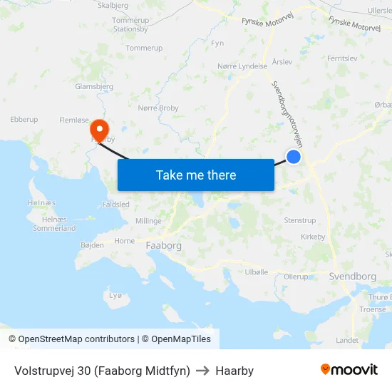 Volstrupvej 30 (Faaborg Midtfyn) to Haarby map