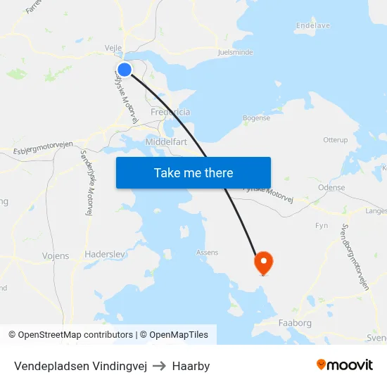 Vendepladsen Vindingvej to Haarby map