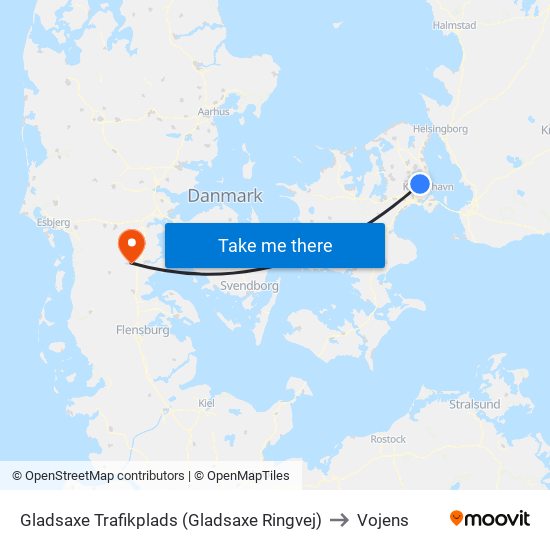 Gladsaxe Trafikplads (Gladsaxe Ringvej) to Vojens map