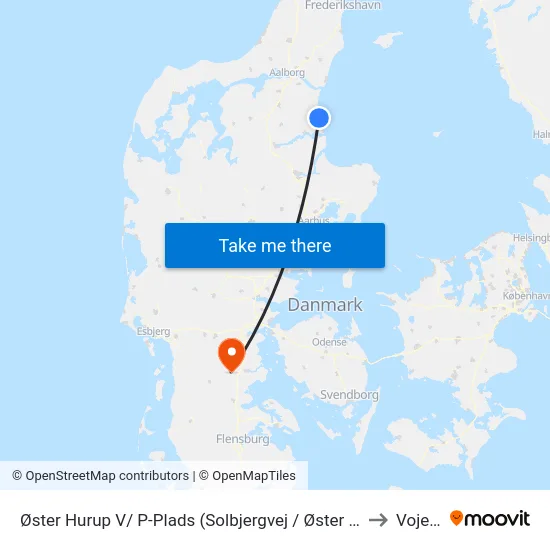 Øster Hurup V/ P-Plads (Solbjergvej / Øster Hurup) to Vojens map