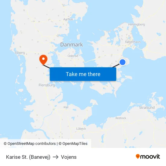Karise St. (Banevej) to Vojens map
