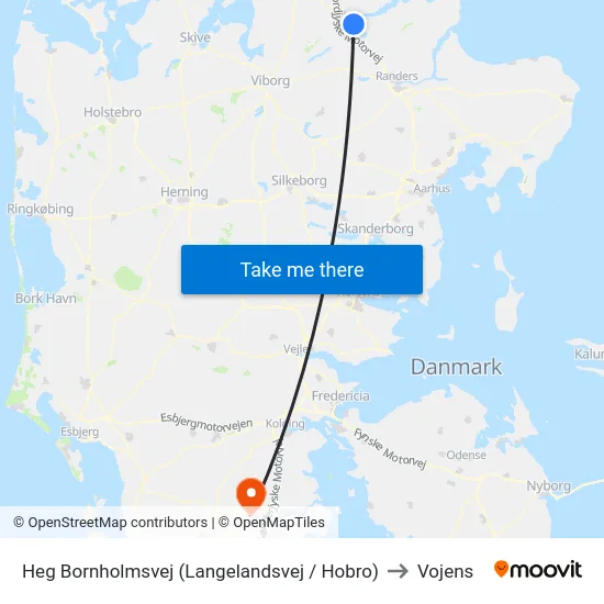 Heg Bornholmsvej (Langelandsvej / Hobro) to Vojens map