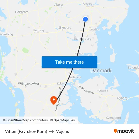 Vitten (Favrskov Kom) to Vojens map