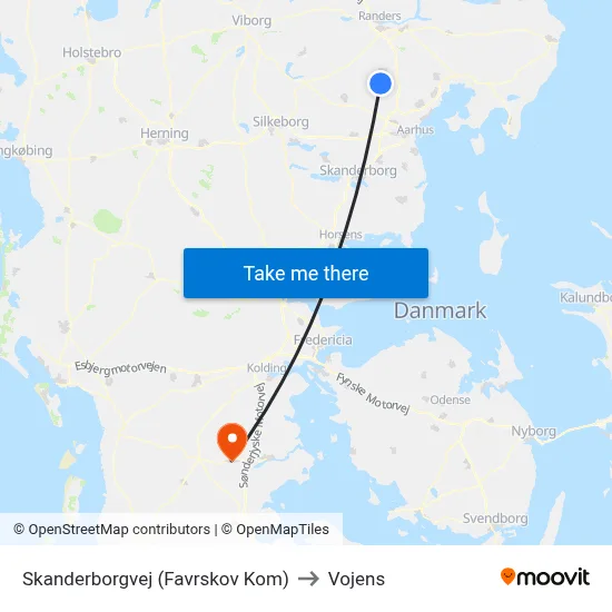 Skanderborgvej (Favrskov Kom) to Vojens map