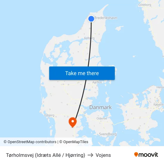 Tørholmsvej (Idræts Allé / Hjørring) to Vojens map