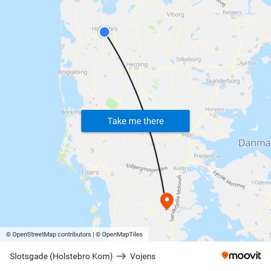 Slotsgade (Holstebro Kom) to Vojens map