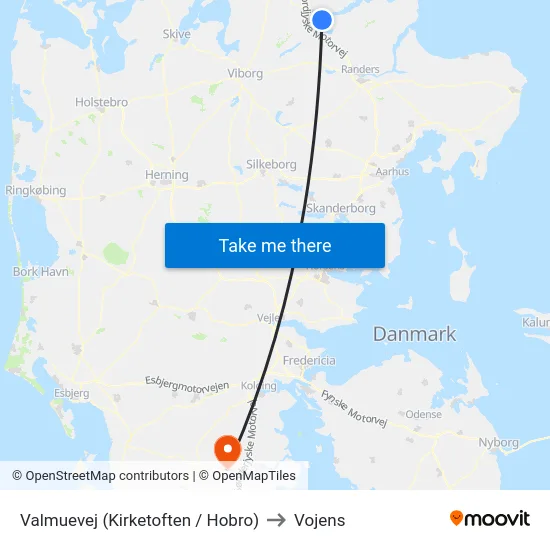 Valmuevej (Kirketoften / Hobro) to Vojens map