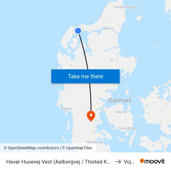 Havør Husevej Vest (Aalborgvej / Thisted Kommune) to Vojens map