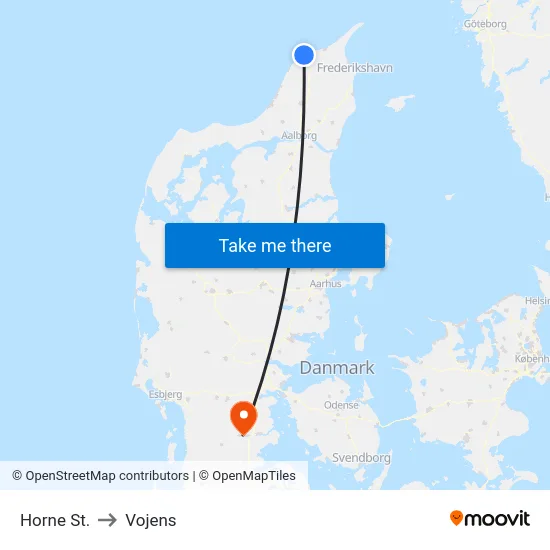 Horne St. to Vojens map