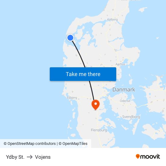 Ydby St. to Vojens map