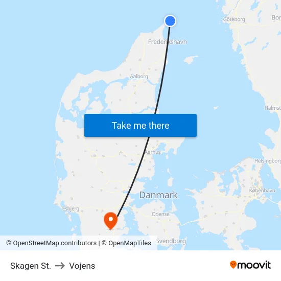 Skagen St. to Vojens map