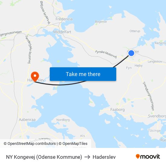 NY Kongevej (Odense Kommune) to Haderslev map