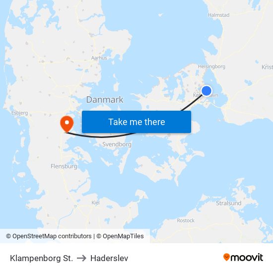 Klampenborg St. to Haderslev map