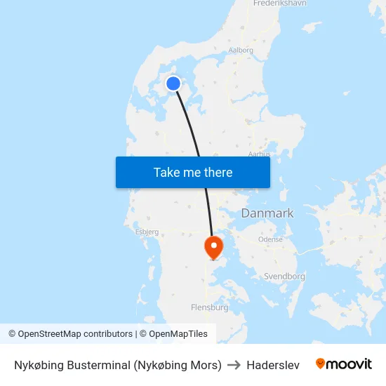 Nykøbing Busterminal (Nykøbing Mors) to Haderslev map