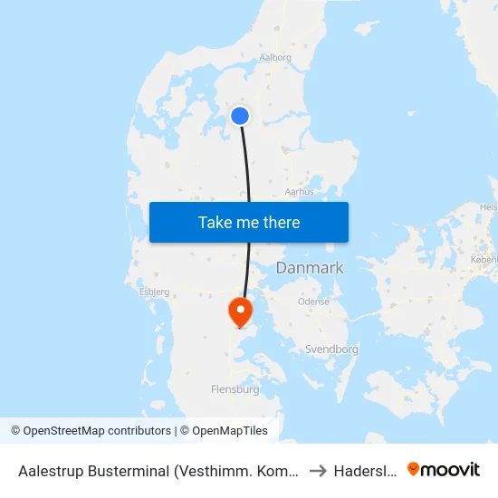 Aalestrup Busterminal (Vesthimm. Komm.) to Haderslev map