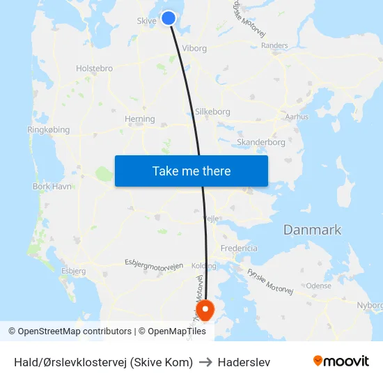 Hald/Ørslevklostervej (Skive Kom) to Haderslev map