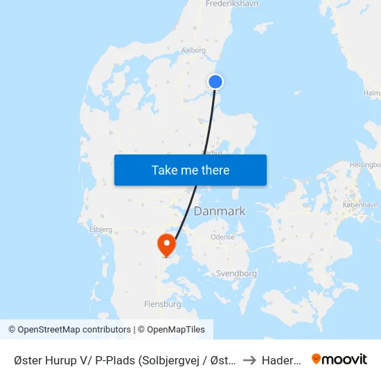 Øster Hurup V/ P-Plads (Solbjergvej / Øster Hurup) to Haderslev map
