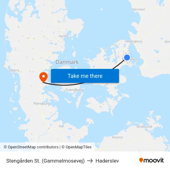 Stengården St. (Gammelmosevej) to Haderslev map