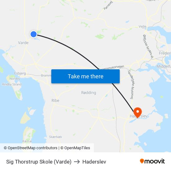 Sig Thorstrup Skole (Varde) to Haderslev map