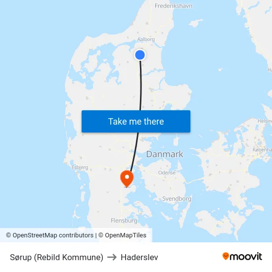 Sørup (Rebild Kommune) to Haderslev map