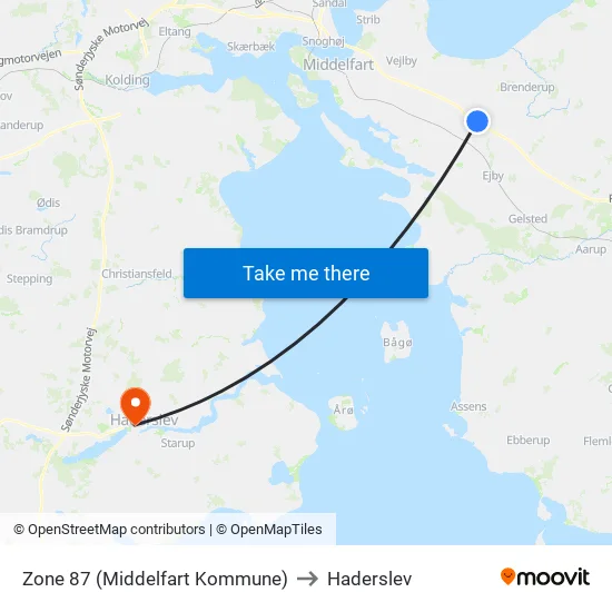 Zone 87 (Middelfart Kommune) to Haderslev map