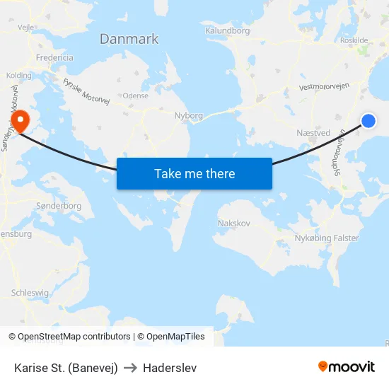 Karise St. (Banevej) to Haderslev map