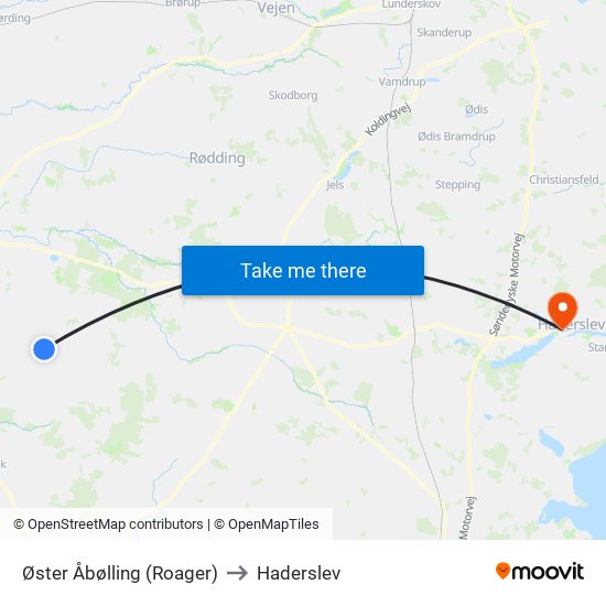 Øster Åbølling (Roager) to Haderslev map