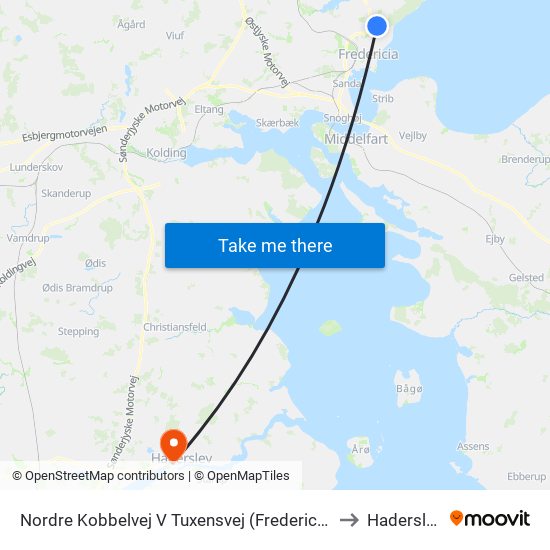 Nordre Kobbelvej V Tuxensvej (Fredericia) to Haderslev map