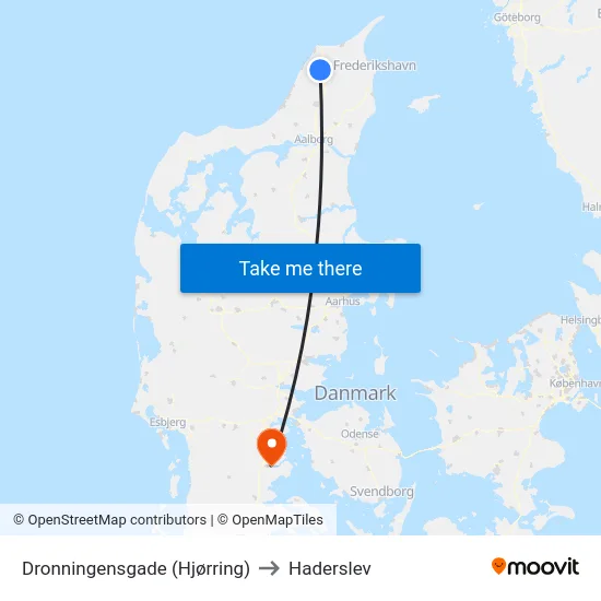 Dronningensgade (Hjørring) to Haderslev map