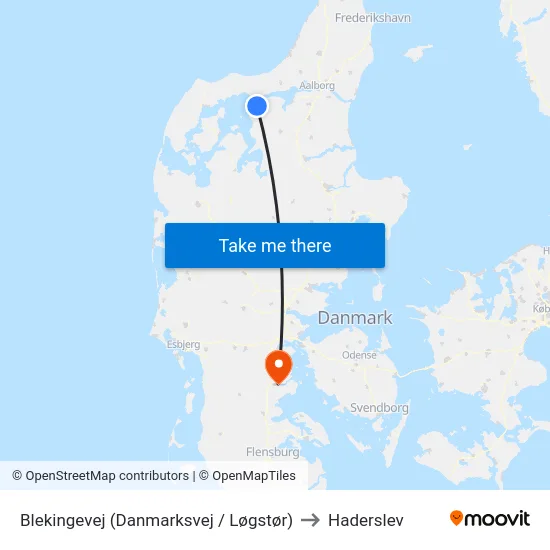 Blekingevej (Danmarksvej / Løgstør) to Haderslev map