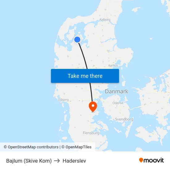 Bajlum (Skive Kom) to Haderslev map