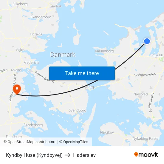 Kyndby Huse (Kyndbyvej) to Haderslev map