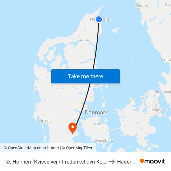 Ø. Holmen (Kvisselvej / Frederikshavn Kommune) to Haderslev map