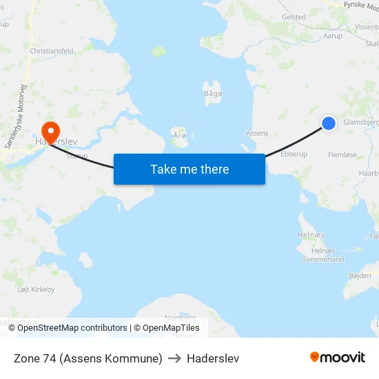 Zone 74 (Assens Kommune) to Haderslev map