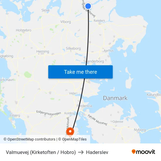 Valmuevej (Kirketoften / Hobro) to Haderslev map