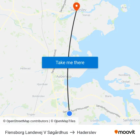 Flensborg Landevej V Søgårdhus to Haderslev map