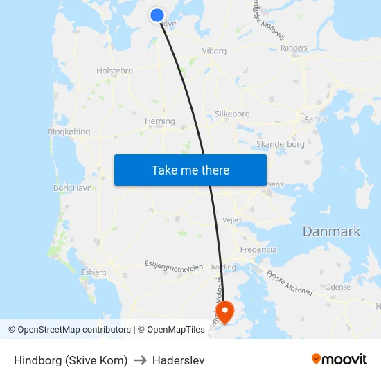 Hindborg (Skive Kom) to Haderslev map