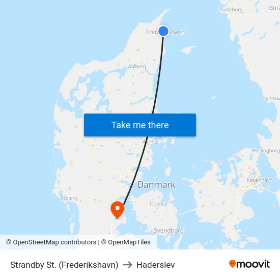 Strandby St. (Frederikshavn) to Haderslev map