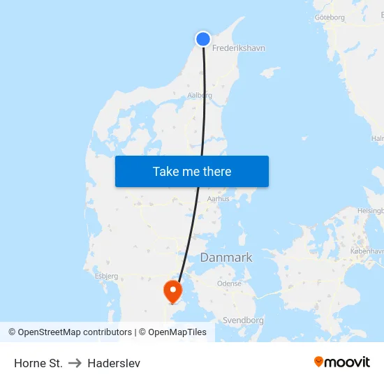 Horne St. to Haderslev map