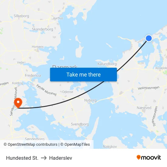 Hundested St. to Haderslev map