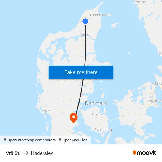 Vrå St. to Haderslev map