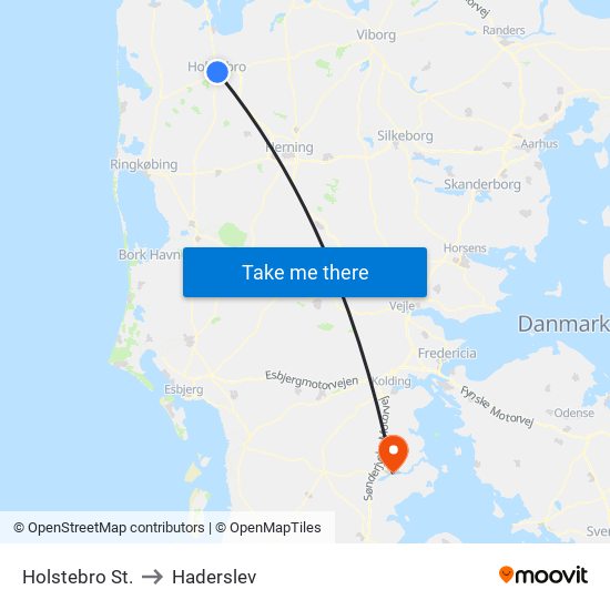 Holstebro St. to Haderslev map