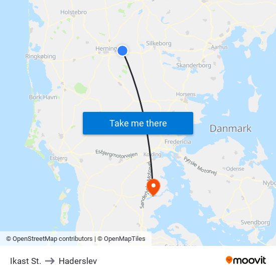 Ikast St. to Haderslev map