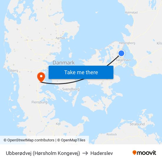 Ubberødvej (Hørsholm Kongevej) to Haderslev map