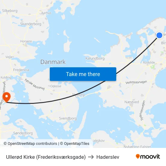 Ullerød Kirke (Frederiksværksgade) to Haderslev map