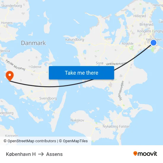 København H to Assens map