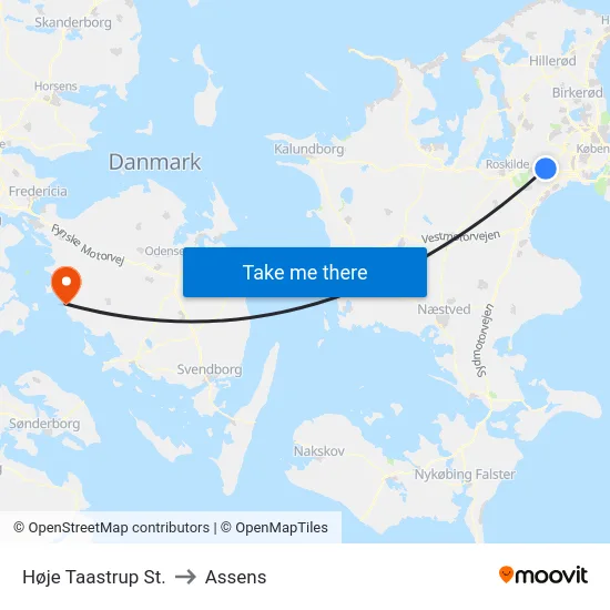 Høje Taastrup St. to Assens map