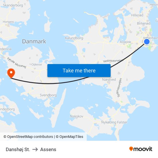 Danshøj St. to Assens map
