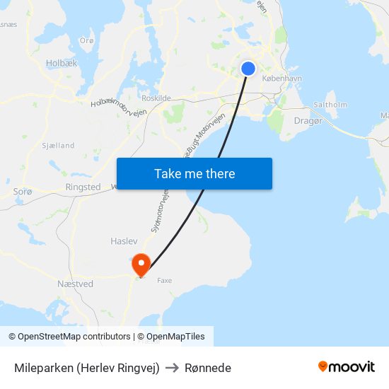 Mileparken (Herlev Ringvej) to Rønnede map