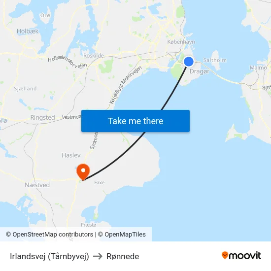 Irlandsvej (Tårnbyvej) to Rønnede map